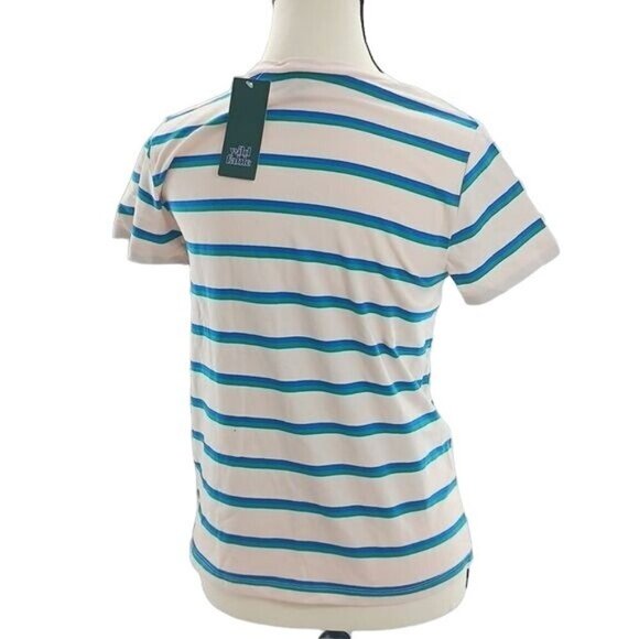 Wild Fable T Shirt Pink Blue Striped Basic Casual Crew Neck Womens Size XS - Picture 4 of 5